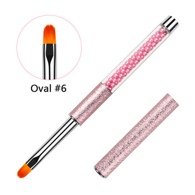 BQAN 4#6#8# Oval Brush Nail Art Brush UV Gel Polish Brush Pink Pearl Handle Painting Εργαλεία μανικιούρ με στυλό Nail Art Brush
