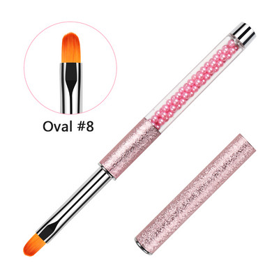 BQAN 4#6#8# Oval Brush Nail Art Brush UV Gel Polish Brush Pink Pearl Handle Painting Εργαλεία μανικιούρ με στυλό Nail Art Brush