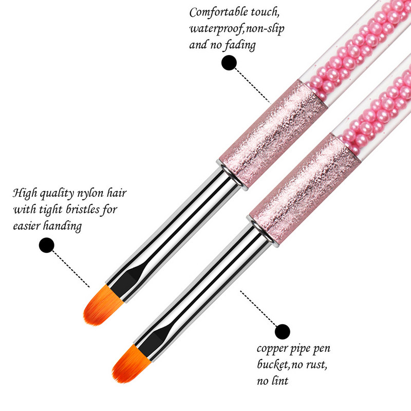 BQAN 4#6#8# Oval Brush Nail Art Brush UV Gel Polish Brush Pink Pearl Handle Painting Εργαλεία μανικιούρ με στυλό Nail Art Brush