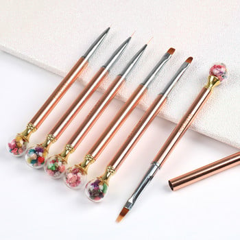 Βούρτσα νυχιών ροζ χρυσό Diamond Flower Nail Brush Line Painting Brushes Nails Crystal Acrylic Liner Drawing Pen Nail Gel Brush