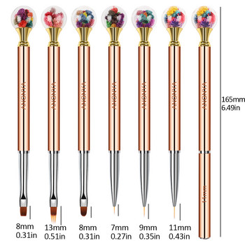 Βούρτσα νυχιών ροζ χρυσό Diamond Flower Nail Brush Line Painting Brushes Nails Crystal Acrylic Liner Drawing Pen Nail Gel Brush