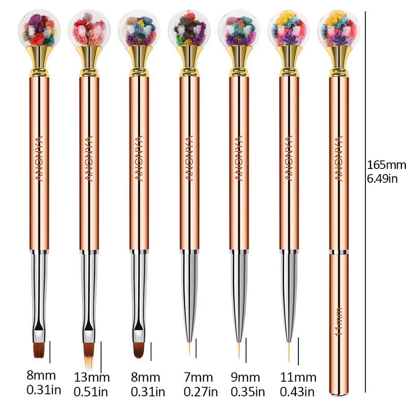 Βούρτσα νυχιών ροζ χρυσό Diamond Flower Nail Brush Line Painting Brushes Nails Crystal Acrylic Liner Drawing Pen Nail Gel Brush