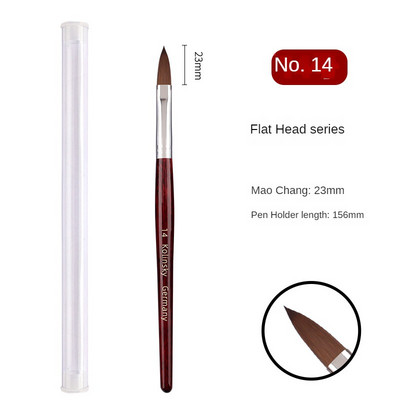 Kolinsky akrilinis nagų dailės šepetėlis medžio rankena Nail Art Mink Brush Gel Builder Nagų įrankiai Manikiūro šepetėlis piešimo įrankiai 4-14 dydis