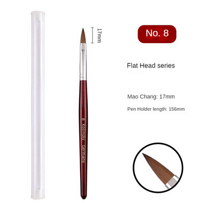 Kolinsky akrilinis nagų dailės šepetėlis medžio rankena Nail Art Mink Brush Gel Builder Nagų įrankiai Manikiūro šepetėlis piešimo įrankiai 4-14 dydis