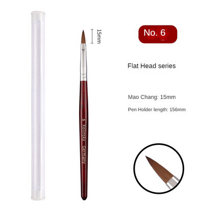 Kolinsky akrilinis nagų dailės šepetėlis medžio rankena Nail Art Mink Brush Gel Builder Nagų įrankiai Manikiūro šepetėlis piešimo įrankiai 4-14 dydis