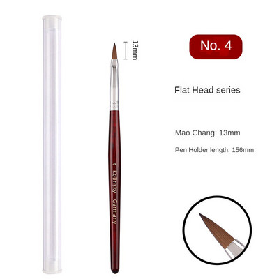 Kolinsky akrilinis nagų dailės šepetėlis medžio rankena Nail Art Mink Brush Gel Builder Nagų įrankiai Manikiūro šepetėlis piešimo įrankiai 4-14 dydis