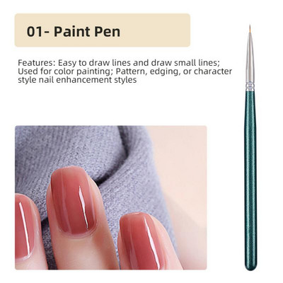 Στυλό φωτοθεραπείας Smooth Πολυλειτουργικό Στυλό Νυχιών Βαφής Νυχιών Γραμμή Εργαλείου Σχεδίου Στυλό Χωρίς Εξασθένιση Βούρτσα Νυχιών Άνετο Μαλακό Ομορφιά