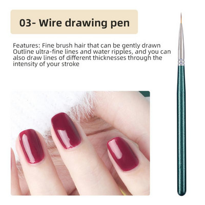 Στυλό φωτοθεραπείας Smooth Πολυλειτουργικό Στυλό Νυχιών Βαφής Νυχιών Γραμμή Εργαλείου Σχεδίου Στυλό Χωρίς Εξασθένιση Βούρτσα Νυχιών Άνετο Μαλακό Ομορφιά