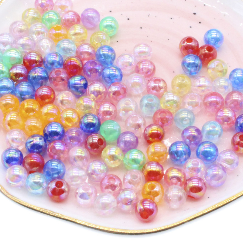 200 tk 6 mm valge läbipaistev AB ümmargune palli vahehelmed ehete valmistamiseks DIY ehete tarvikud