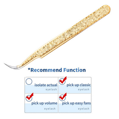 1PC Pensetă pentru gene false de precizie, pentru extensie de gene, agrafe pentru unghii de aur perlat, instrumente de machiaj pentru frumusețe, accesorii