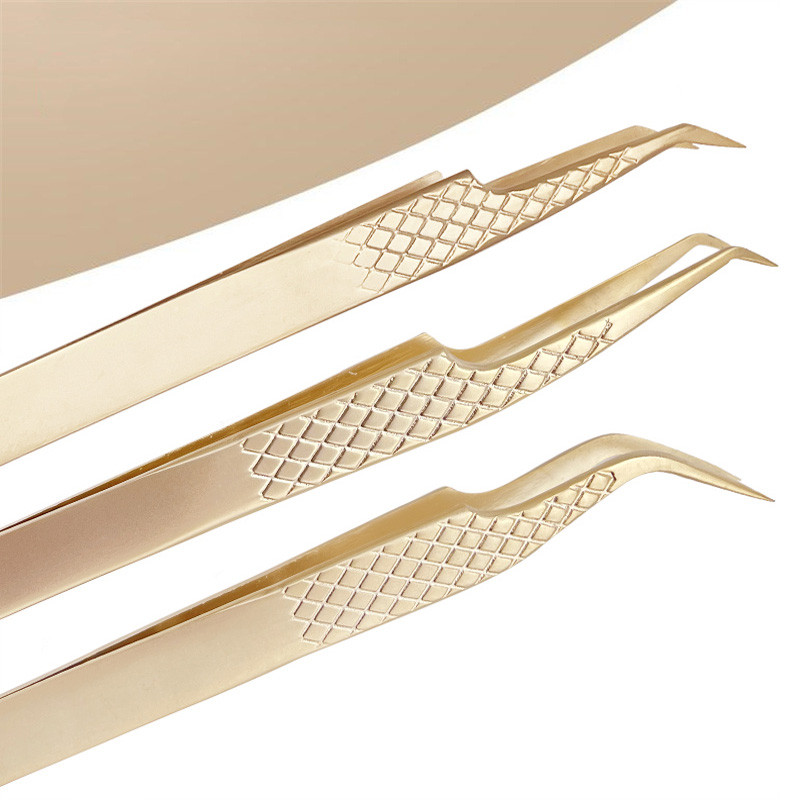 1PC Pensetă pentru gene false de precizie, pentru extensie de gene, agrafe pentru unghii de aur perlat, instrumente de machiaj pentru frumusețe, accesorii