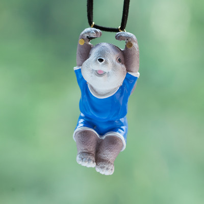 2023 Ρητίνη δαχτυλίδι κουνέλι Αξεσουάρ αυτοκινήτου Sports Rabbit Car Κρεμαστό καθρέφτη οπισθοπορείας Animal Model Κρεμαστό Κρεμαστό Δώρο γενεθλίων