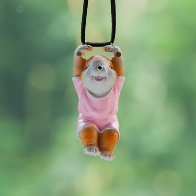 2023 Ρητίνη δαχτυλίδι κουνέλι Αξεσουάρ αυτοκινήτου Sports Rabbit Car Κρεμαστό καθρέφτη οπισθοπορείας Animal Model Κρεμαστό Κρεμαστό Δώρο γενεθλίων