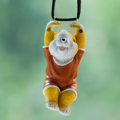 2023 Ρητίνη δαχτυλίδι κουνέλι Αξεσουάρ αυτοκινήτου Sports Rabbit Car Κρεμαστό καθρέφτη οπισθοπορείας Animal Model Κρεμαστό Κρεμαστό Δώρο γενεθλίων