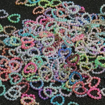 100/200 τμχ/συσκευασία Gradient Multicolor 11x11x12mm Καρδιά ABS Hollow Pearl Loose Beads Ρούχα DIY Χάντρες ενδυμάτων Χειροτεχνία