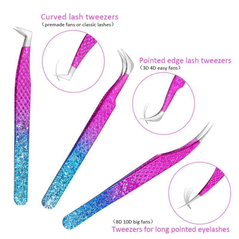 Uued ripsmepikenduspintsetid gradient jäälill roostevabast terasest mittemagnetilised kulmupintsetid volüümi meigitööriistad tarvikud