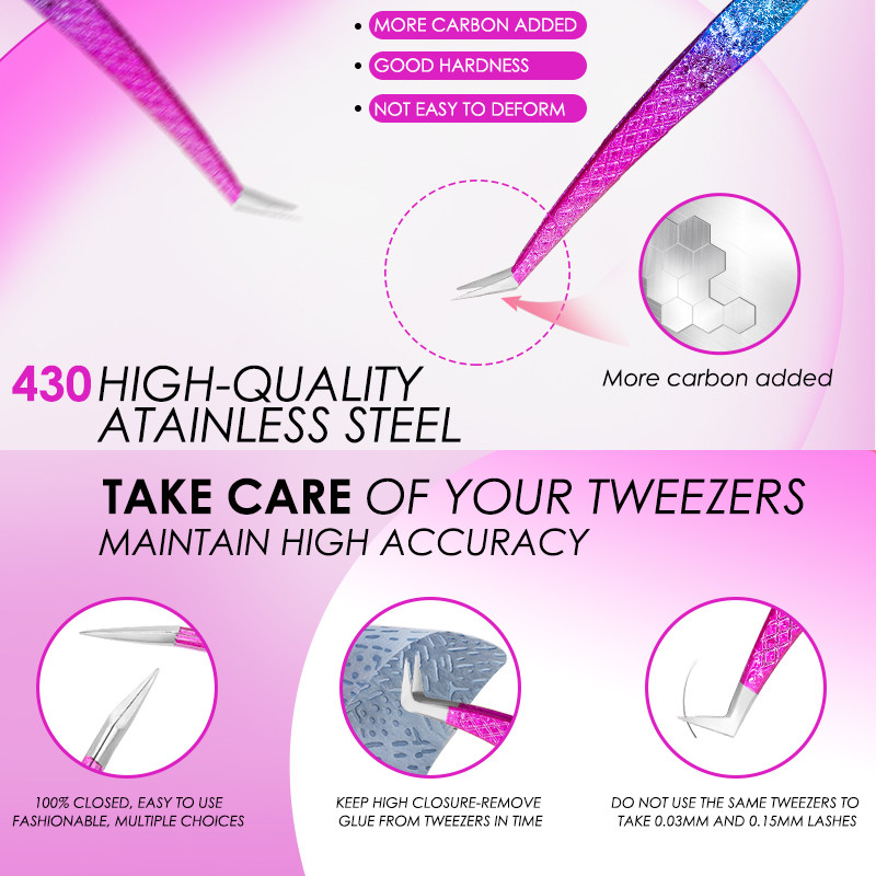 Uued ripsmepikenduspintsetid gradient jäälill roostevabast terasest mittemagnetilised kulmupintsetid volüümi meigitööriistad tarvikud