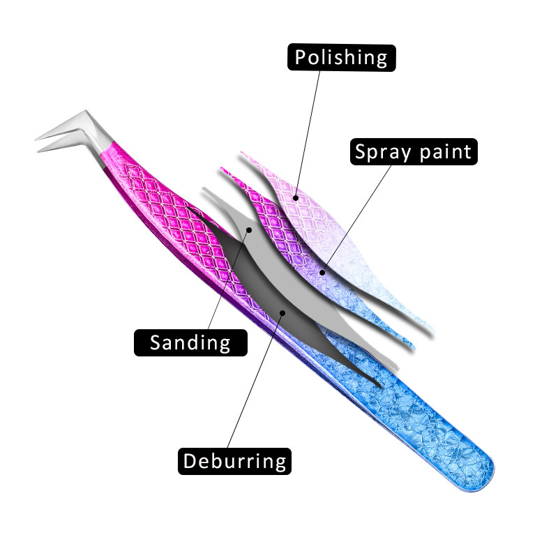 Uued ripsmepikenduspintsetid gradient jäälill roostevabast terasest mittemagnetilised kulmupintsetid volüümi meigitööriistad tarvikud