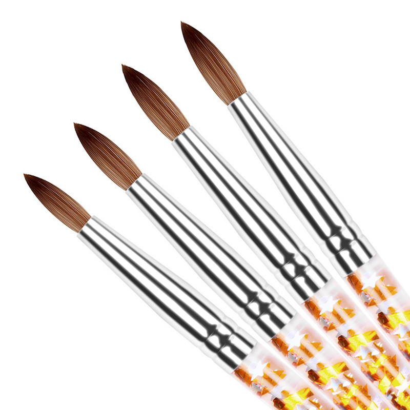 Najlonska četka za kosu i nokte Svjetlucava ručka sa šljokicama Kolinsky Akrilna četka Olovka Nail Gel Builder Alati za crtanje