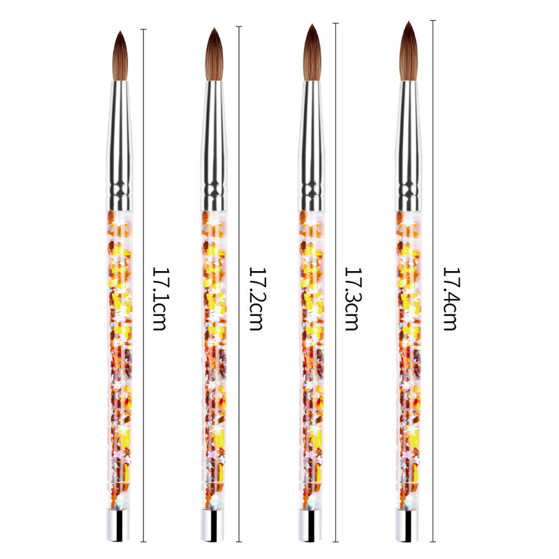 Najlonska četka za kosu i nokte Svjetlucava ručka sa šljokicama Kolinsky Akrilna četka Olovka Nail Gel Builder Alati za crtanje