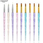 Πινέλα νυχιών Μανικιούρ Ακρυλικό Liner Ζωγραφική Σχέδιο Flower Pen UV Gel Extension Σετ κομμωτηρίου Διάφανο Glitter