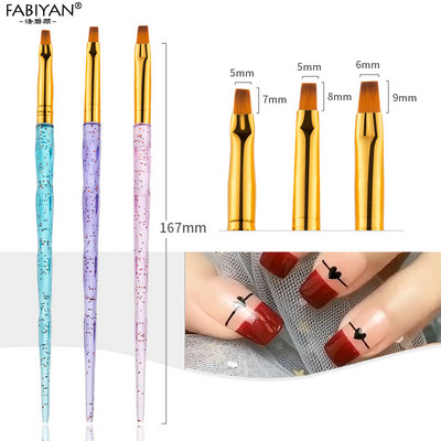 Πινέλα νυχιών Μανικιούρ Ακρυλικό Liner Ζωγραφική Σχέδιο Flower Pen UV Gel Extension Σετ κομμωτηρίου Διάφανο Glitter