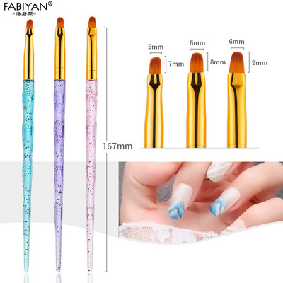 Πινέλα νυχιών Μανικιούρ Ακρυλικό Liner Ζωγραφική Σχέδιο Flower Pen UV Gel Extension Σετ κομμωτηρίου Διάφανο Glitter
