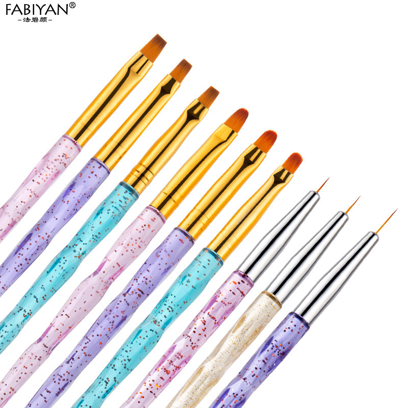 Πινέλα νυχιών Μανικιούρ Ακρυλικό Liner Ζωγραφική Σχέδιο Flower Pen UV Gel Extension Σετ κομμωτηρίου Διάφανο Glitter