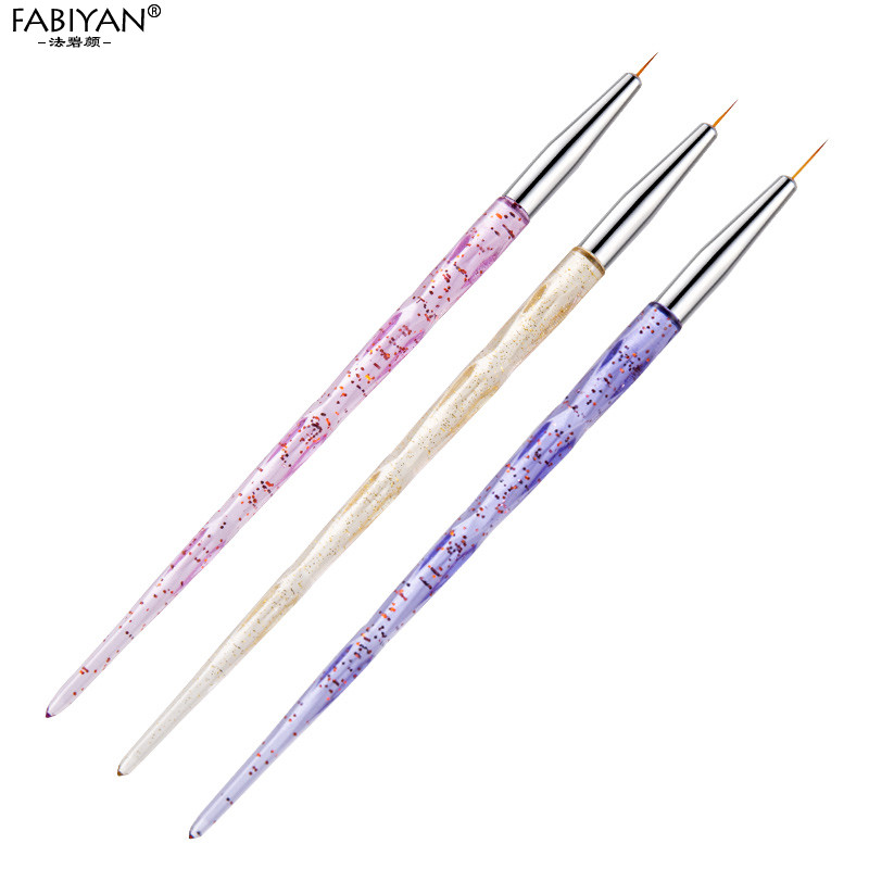 Πινέλα νυχιών Μανικιούρ Ακρυλικό Liner Ζωγραφική Σχέδιο Flower Pen UV Gel Extension Σετ κομμωτηρίου Διάφανο Glitter