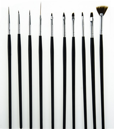 10 τεμάχια nail art βούρτσα νυχιών gel στυλό ανεμιστήρα σχεδίασης στυλό ζωγραφικής βερνίκι πινέλο πόντο σετ εργαλείων σχεδίασης