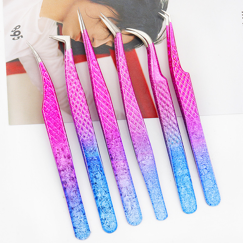 Eyelash Tweezer Ice Flower Αντιστατικό από ανοξείδωτο ατσάλι Superhard Tweezers Grafting Lash Extension Supplies Εργαλεία μακιγιάζ φρυδιών