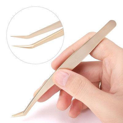 1 db Pearl Gold szempilla csipesz rozsdamentes acél nagy pontosságú antisztatikus csipesz szempilla hosszabbításhoz