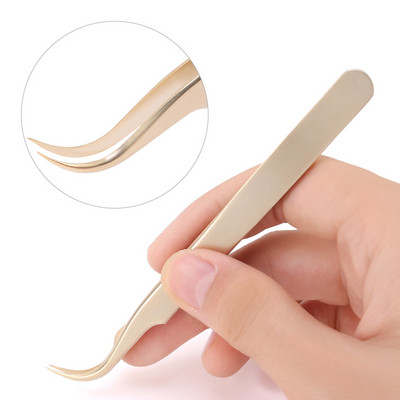 1 db Pearl Gold szempilla csipesz rozsdamentes acél nagy pontosságú antisztatikus csipesz szempilla hosszabbításhoz