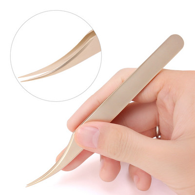 1 db Pearl Gold szempilla csipesz rozsdamentes acél nagy pontosságú antisztatikus csipesz szempilla hosszabbításhoz