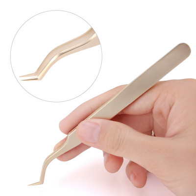 1 db Pearl Gold szempilla csipesz rozsdamentes acél nagy pontosságú antisztatikus csipesz szempilla hosszabbításhoz