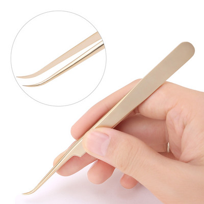 1 db Pearl Gold szempilla csipesz rozsdamentes acél nagy pontosságú antisztatikus csipesz szempilla hosszabbításhoz