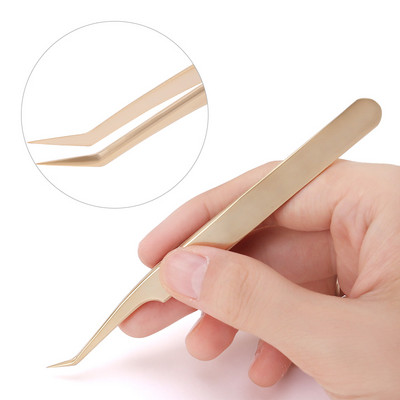 1 db Pearl Gold szempilla csipesz rozsdamentes acél nagy pontosságú antisztatikus csipesz szempilla hosszabbításhoz