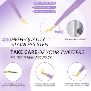AILEISHI Βλεφαρίδες Tweezers από ανοξείδωτο ατσάλι Superhard Tweezers Αντιστατικό Tweezers υψηλής ακρίβειας για Εργαλεία επέκτασης βλεφαρίδων