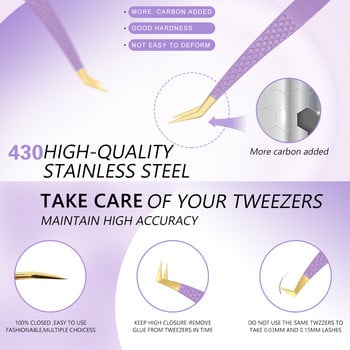 AILEISHI Βλεφαρίδες Tweezers από ανοξείδωτο ατσάλι Superhard Tweezers Αντιστατικό Tweezers υψηλής ακρίβειας για Εργαλεία επέκτασης βλεφαρίδων