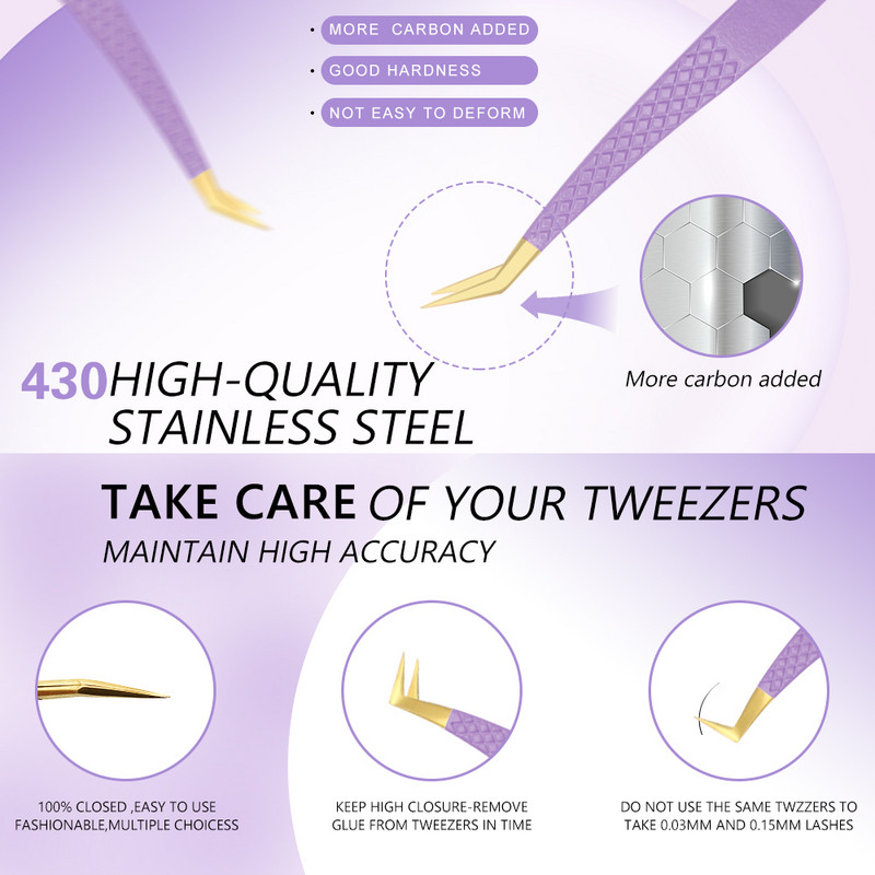 AILEISHI Βλεφαρίδες Tweezers από ανοξείδωτο ατσάλι Superhard Tweezers Αντιστατικό Tweezers υψηλής ακρίβειας για Εργαλεία επέκτασης βλεφαρίδων