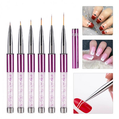 Nail Art Brush with Cover Manicure Pen UV Gel Painting Drawing Brush for Home Nail Lines Drawing Brushes Manicure Nail Art Tools