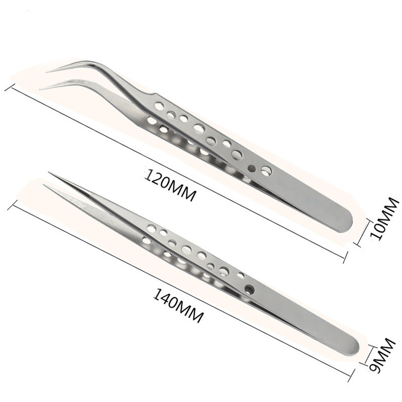 Pensetă pentru gene Visofree 2 buc. Machiaj pentru gene profesionale Pensetă Gene precise Pensetă din inoxidabil Unelte pentru unghii