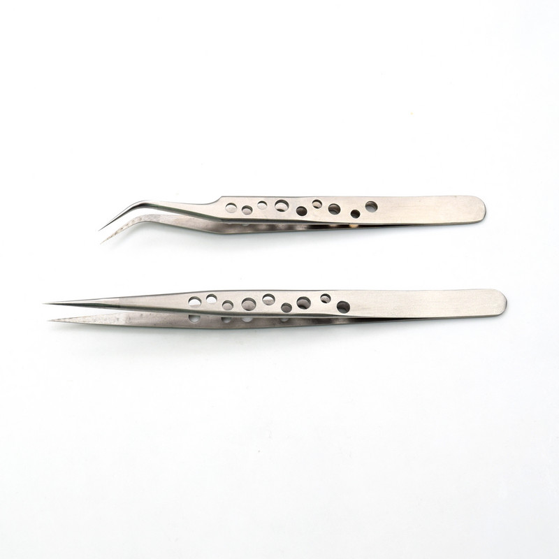 Pensetă pentru gene Visofree 2 buc. Machiaj pentru gene profesionale Pensetă Gene precise Pensetă din inoxidabil Unelte pentru unghii