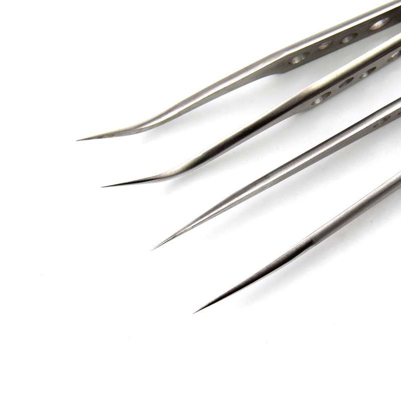 Pensetă pentru gene Visofree 2 buc. Machiaj pentru gene profesionale Pensetă Gene precise Pensetă din inoxidabil Unelte pentru unghii