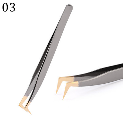 Pensetă pentru gene 100% închisă de înaltă calitate Premium negru-aurie Design anti-alunecare pentru mână Extensii pentru gene 3D 6D Instrumente de machiaj