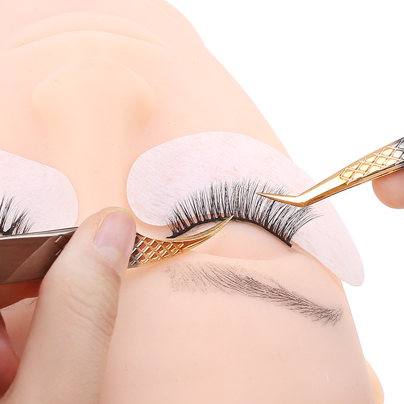 Pensetă pentru gene 100% închisă de înaltă calitate Premium negru-aurie Design anti-alunecare pentru mână Extensii pentru gene 3D 6D Instrumente de machiaj