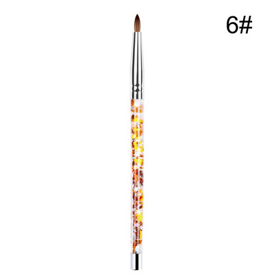 7 dydžių nagų dailės šepetėlis su blizgančia rankena akrilo pudrai 100% nailono manikiūro akrilo nagai apvalus nagų dailės šepetėlis su greituoju smėliu