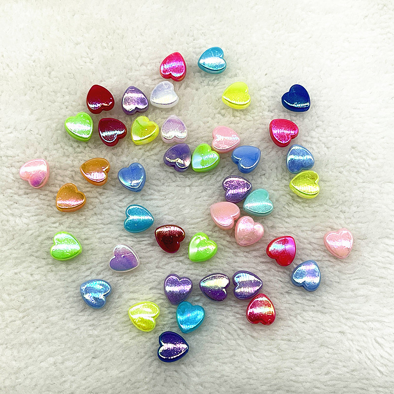 50 komada 8 mm AB Akrilne perle u obliku srca u obliku labavih odstojnika za izradu nakita Dodaci za ogrlice za narukvice DIY