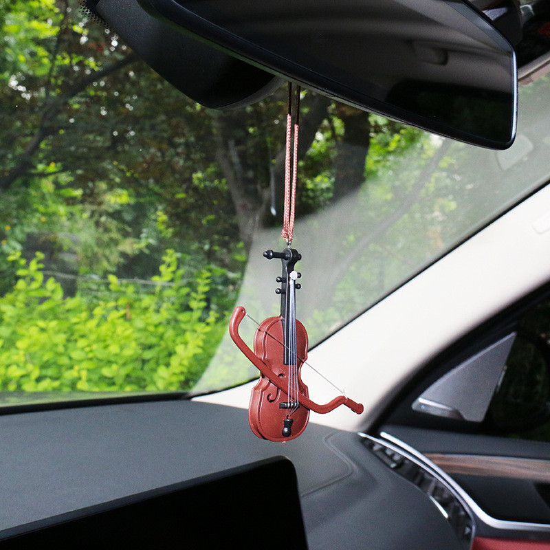 PVC literatūrinio stiliaus pakabukas su smuiku, automobilio galinio vaizdo veidrodžio apdaila, automobilio pakabuko dovana draugams automobilių priedai Gitaros dekoravimas
