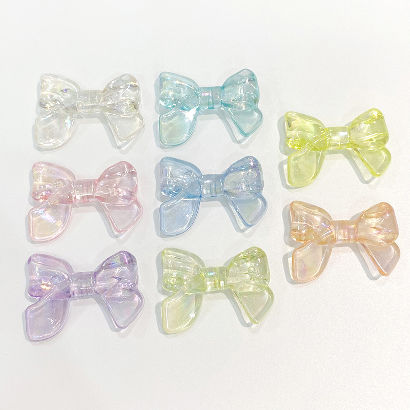 5db/tétel 24mmx32mm akril gyöngyök AB színű aranyos masni formájú távtartó gyöngyök ékszerkészítési kellékekhez karkötők barkács kiegészítők